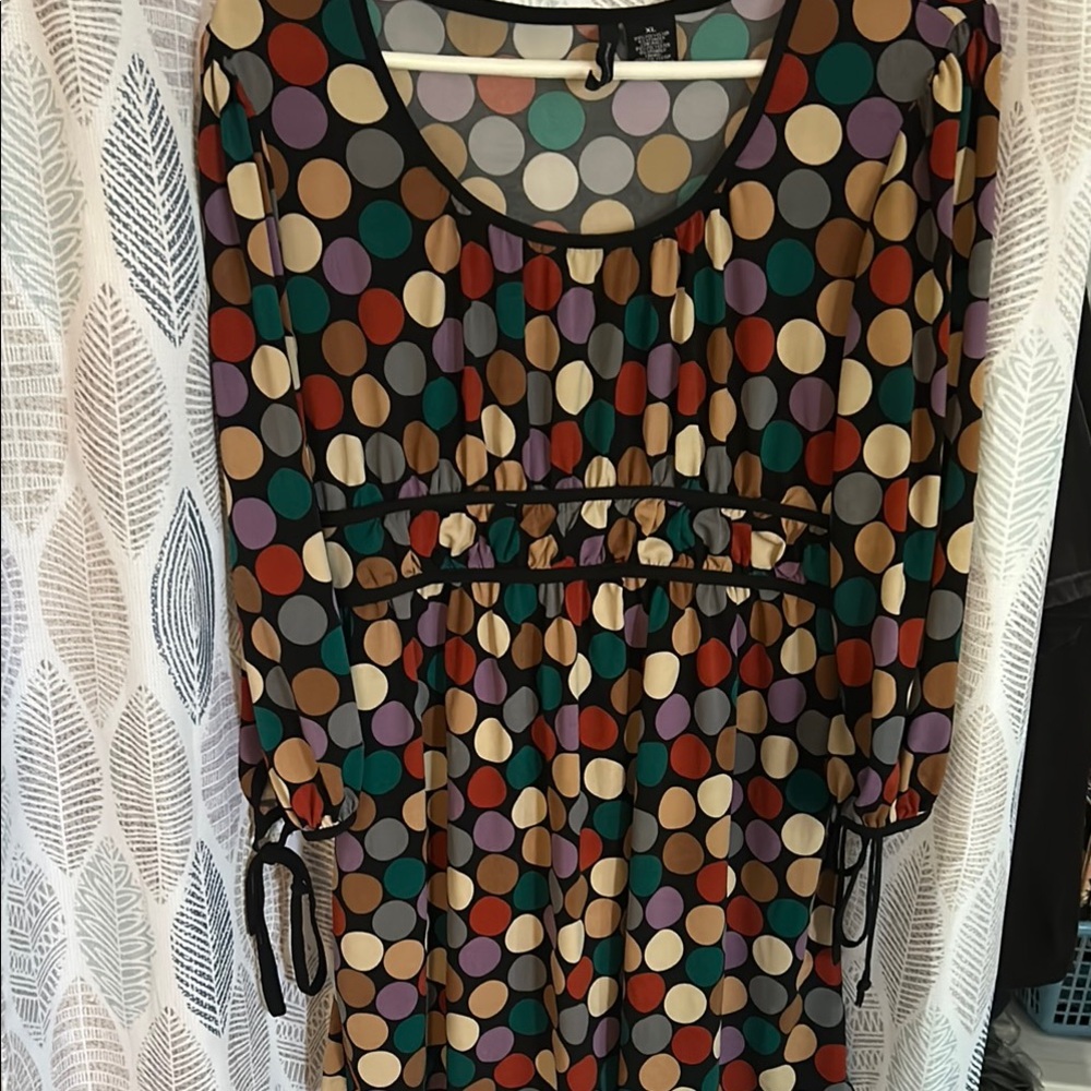 Multicolor Polka Dot Scoop Neck Dress